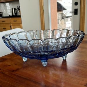 Indiana Glass Blue Footed Fruit Dish
